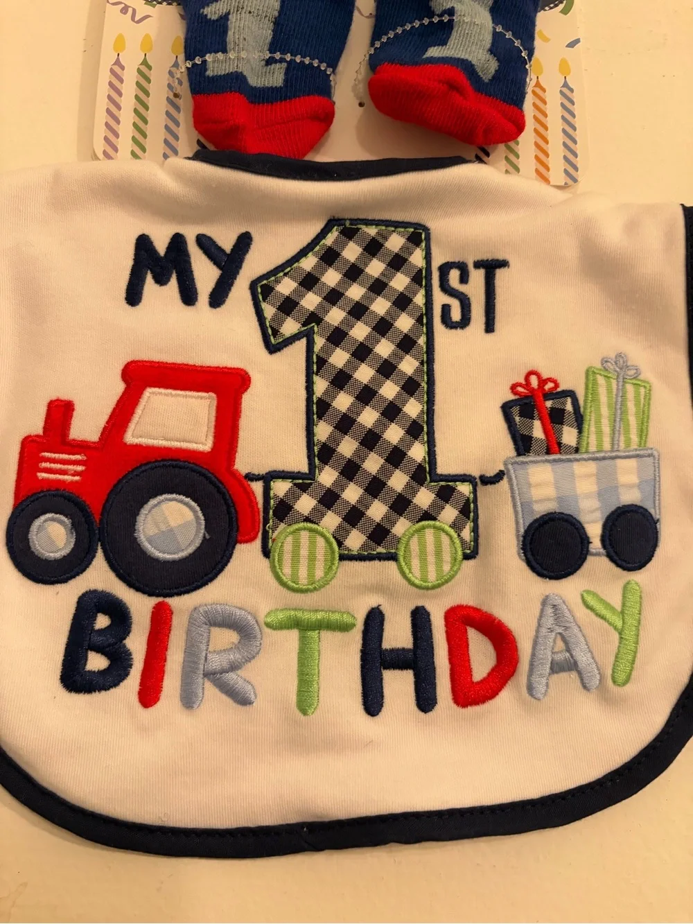 Baby Essentials My 1st Birthday Bib & Socks Set Tractor First Birthday